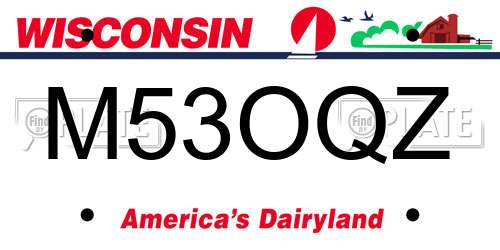 M53OQZ Wisconsin License Plate
