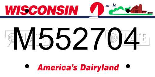 M552704 Wisconsin License Plate