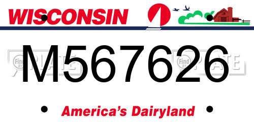 M567626 Wisconsin License Plate