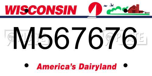 M567676 Wisconsin License Plate