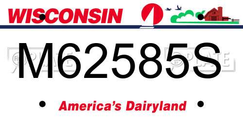 M62585S Wisconsin License Plate