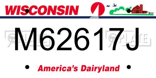 M62617J Wisconsin License Plate