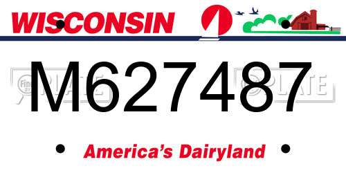 M627487 Wisconsin License Plate
