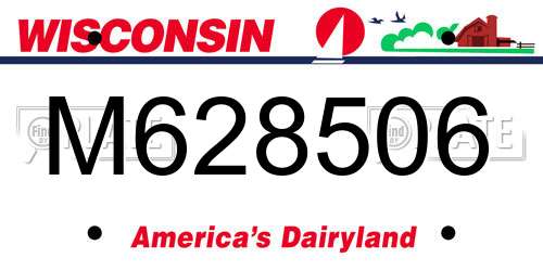 M628506 Wisconsin License Plate