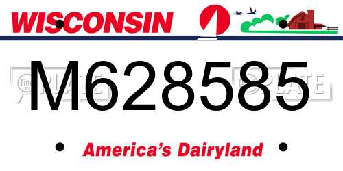 M628585 Wisconsin License Plate