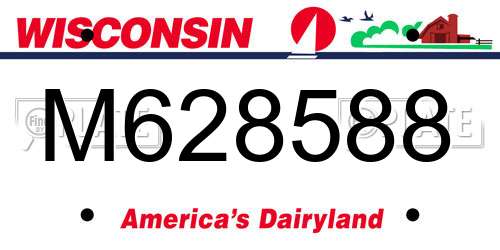 M628588 Wisconsin License Plate