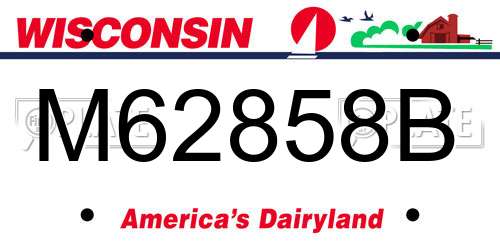 M62858B Wisconsin License Plate