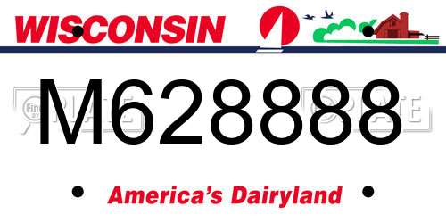 M628888 Wisconsin License Plate