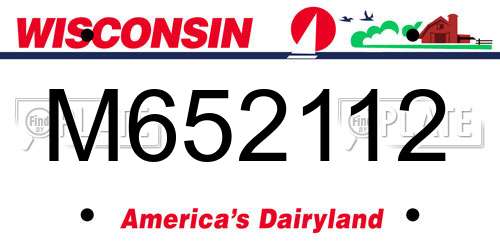 M652112 Wisconsin License Plate