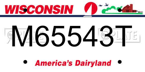 M65543T Wisconsin License Plate