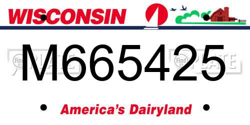 M665425 Wisconsin License Plate