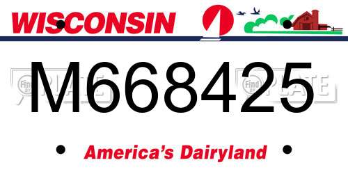 M668425 Wisconsin License Plate