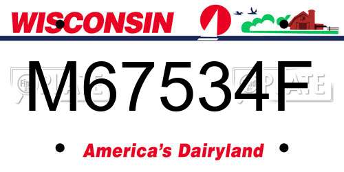 M67534F Wisconsin License Plate