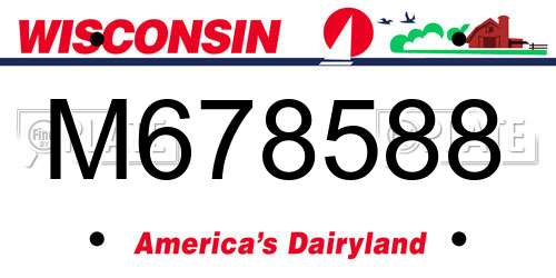 M678588 Wisconsin License Plate