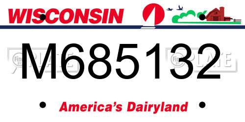 M685132 Wisconsin License Plate