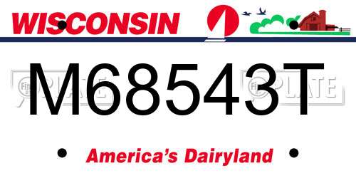 M68543T Wisconsin License Plate