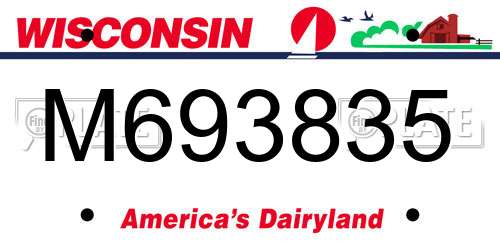 M693835 Wisconsin License Plate