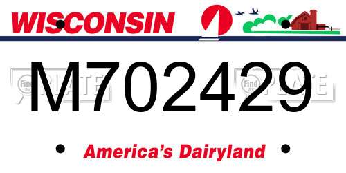 M702429 Wisconsin License Plate