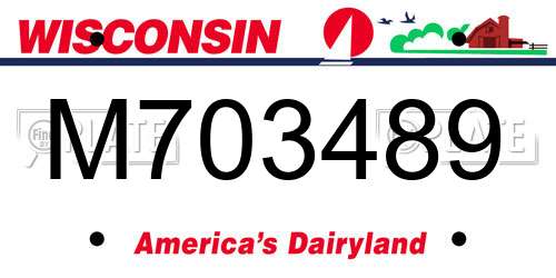 M703489 Wisconsin License Plate