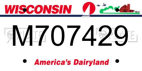 M707429 Wisconsin License Plate