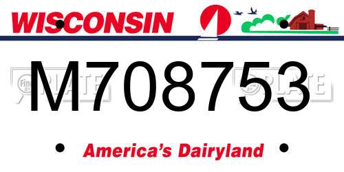 M708753 Wisconsin License Plate