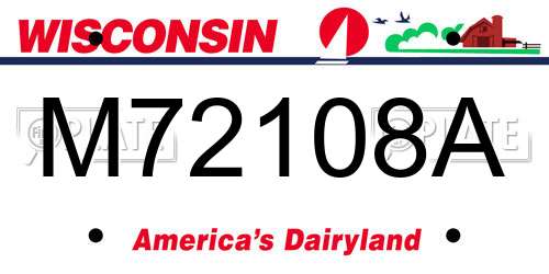 M72108A Wisconsin License Plate