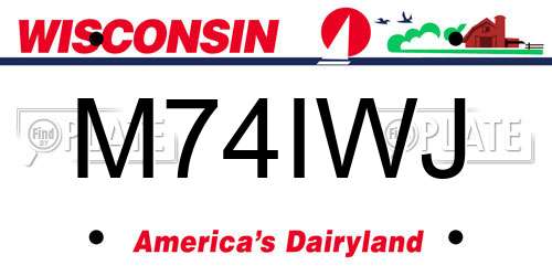 M74IWJ Wisconsin License Plate