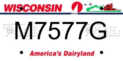 M7577G Wisconsin License Plate