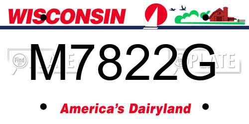 M7822G Wisconsin License Plate