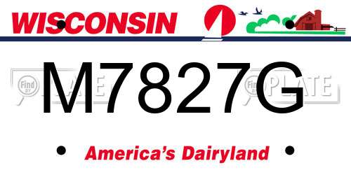 M7827G Wisconsin License Plate