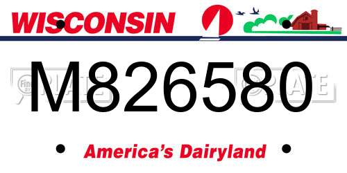 M826580 Wisconsin License Plate