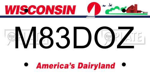 M83DOZ Wisconsin License Plate