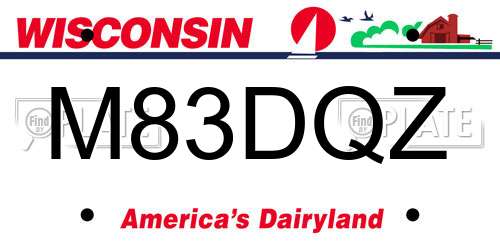 M83DQZ Wisconsin License Plate