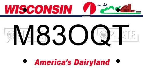 M83OQT Wisconsin License Plate
