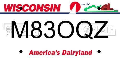 M83OQZ Wisconsin License Plate