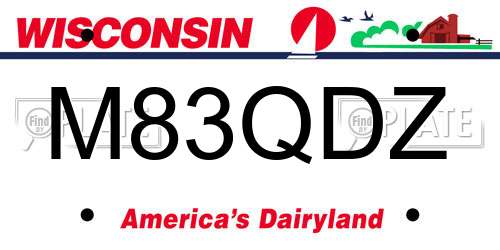 M83QDZ Wisconsin License Plate