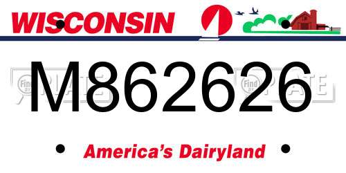 M862626 Wisconsin License Plate