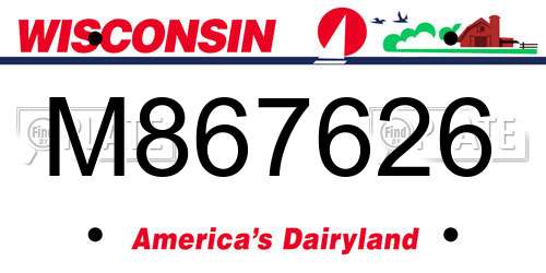 M867626 Wisconsin License Plate