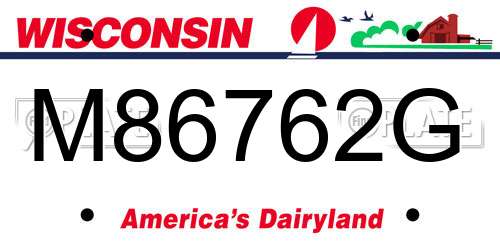 M86762G Wisconsin License Plate