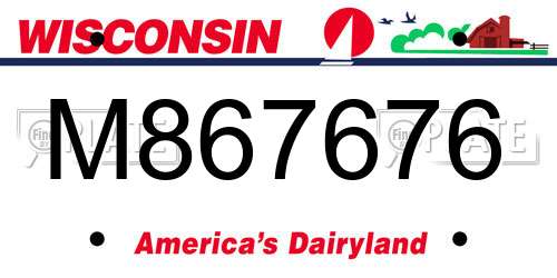 M867676 Wisconsin License Plate
