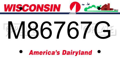 M86767G Wisconsin License Plate