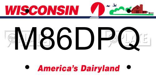 M86DPQ Wisconsin License Plate