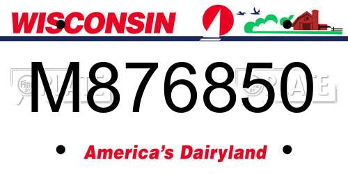 M876850 Wisconsin License Plate