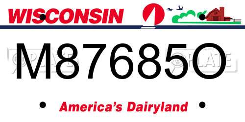 M87685O Wisconsin License Plate