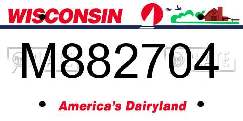 M882704 Wisconsin License Plate