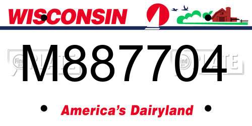 M887704 Wisconsin License Plate