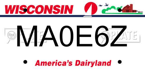 MA0E6Z Wisconsin License Plate