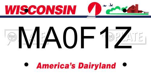 MA0F1Z Wisconsin License Plate