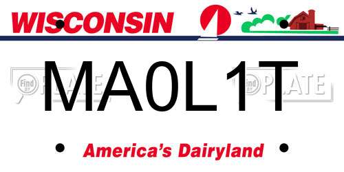 MA0L1T Wisconsin License Plate