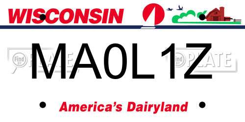 MA0L1Z Wisconsin License Plate